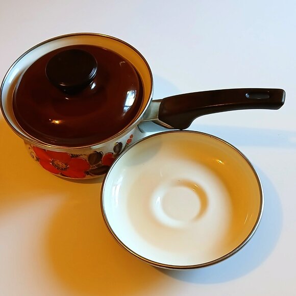 Vintage Japanese Sanko Ware Speckled Pan & 2 Lids GUC - Picture 3 of 5